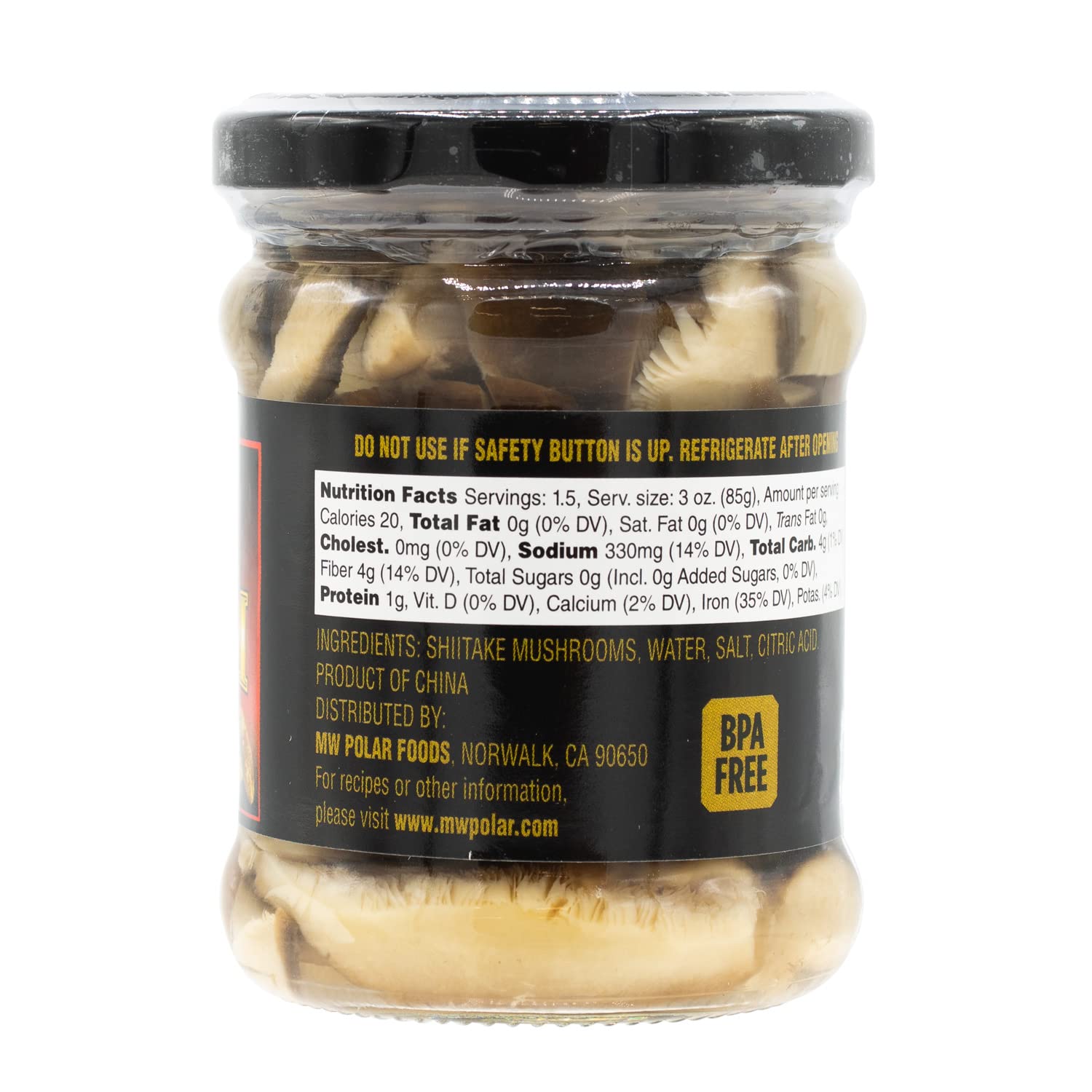 MW Polar Shiitake Mushrooms in Jar, Ready-to-eat, Easy, Sliced, Healthy, Great for Pasta, Ramen, Quiche, Omelet, Stir fry, Asian recipes, Bibimbap, Side dishes, 7 oz (Pack of 12)