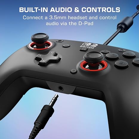 Turtle Beach Rematch Wired Gaming Controller, Nintendo Switch 2, Lite, OLED | Hall-Effect Thumbsticks, 2 Mappable Buttons, Audio Jack, C-Button for Game Chat, Licensed for Nintendo Switch 2, Black & Red
