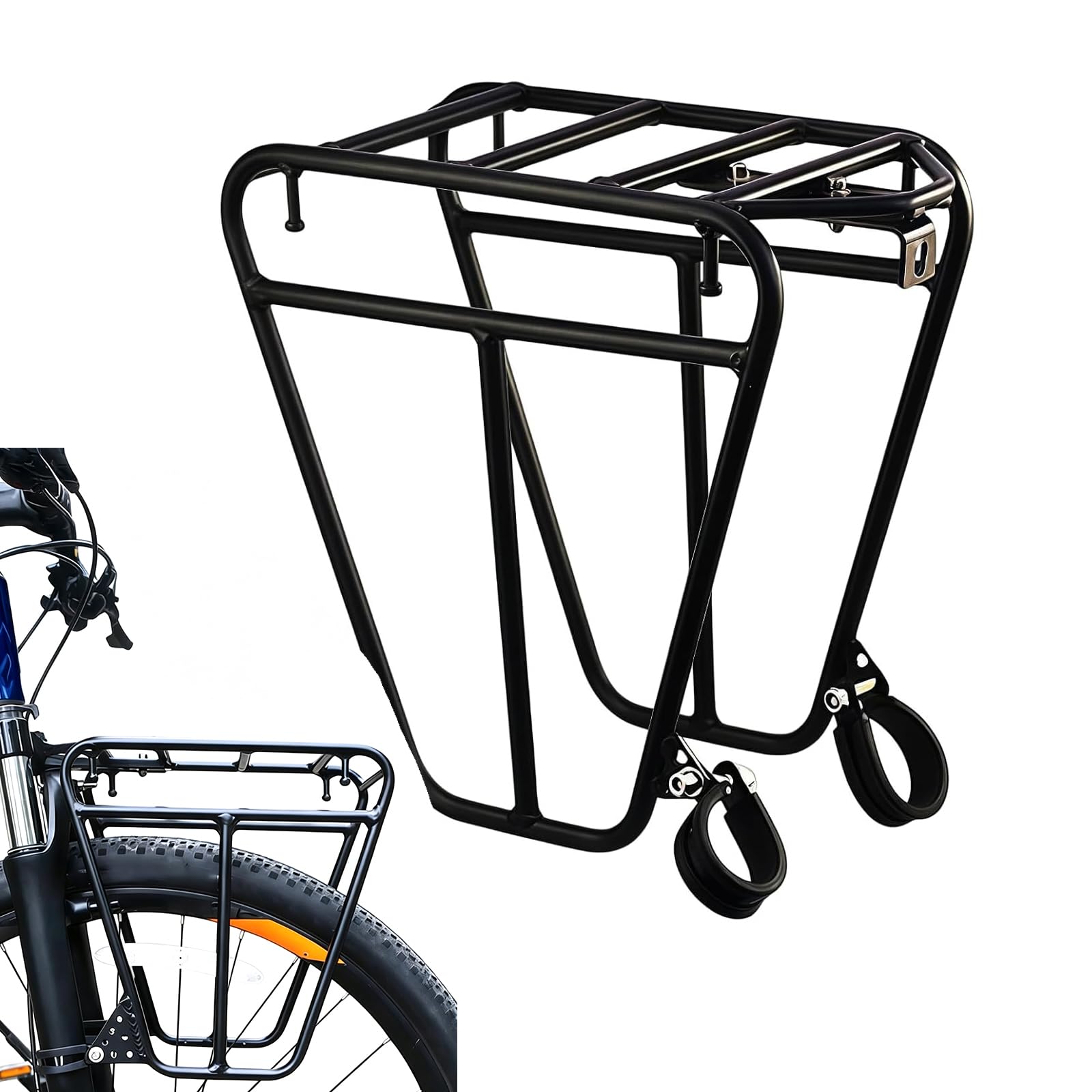 Porte-bagages de vélo avant et arrière – Porte-bagages en acier stable pour VTT, vélo de gravier et trekking – Charge maximale de 25 kg – Universel pour la vie quotidienne, les trajets et les