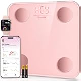 Smart Scale for Body Weight, Digital Bathroom Scale BMI Weighing Body Fat Scale, Accurate Body Composition Scale Monitor for People's Health with Smartphone App, Compact Size, 400lb (Pink)