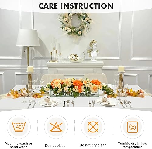 Miniatura 6 de SEPARO Cubierta de Mesa de Spandex Paquete de 2 de 8 Pies Manteles Ajustados Blancos, Lavables Resistentes a Arrugas Mantel Elástico Rectangular