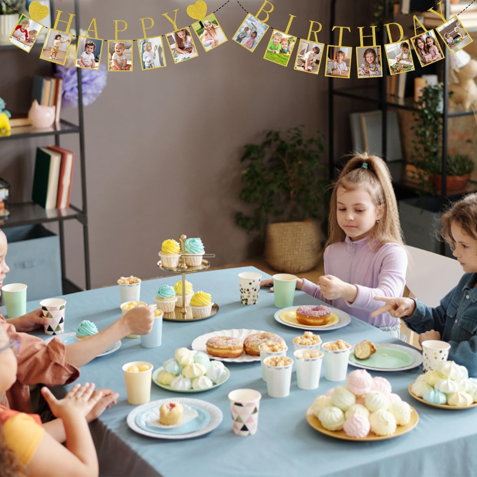 NISENTIA Happy Birthday girlanda ze zdjęciami, girlanda urodzinowa, baner milowy dla dziecka, wisząca dekoracja ścienna na imprezę, dla dziewczynki/chłopców