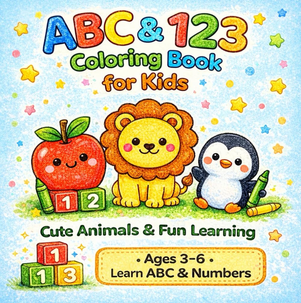 ABC & 123 Coloring Book for Kids: Cute Animals & Fun Learning (COLOR BLOOMS)