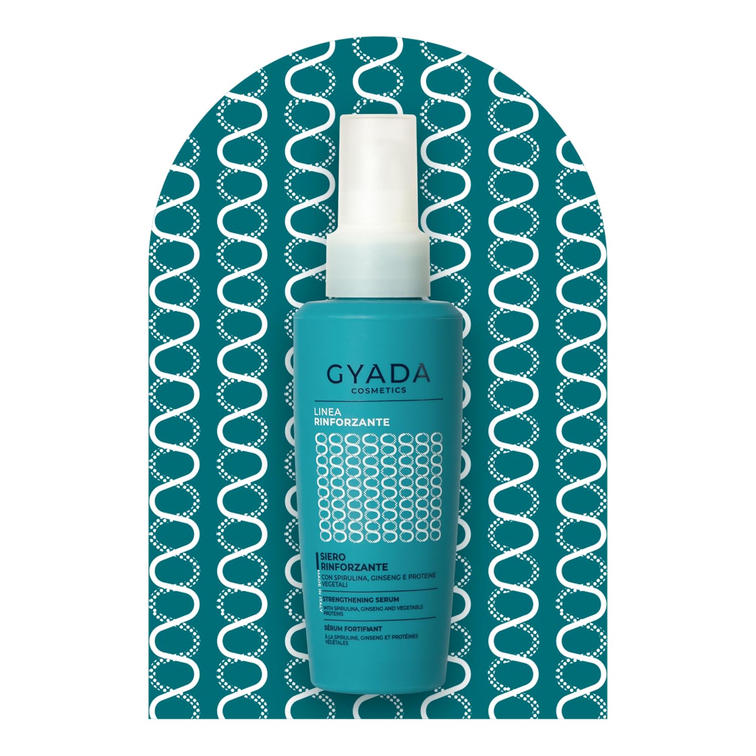 Gyada Cosmetics, Siero Rinforzante Con Spirulina, Leave-In Per Capelli Sottili, Azione Idratante E Lucidante, Contrasta Le Doppie Punte, Senza Risciacquo, Con Proteine Vegetali E Ginseng, 125 Ml