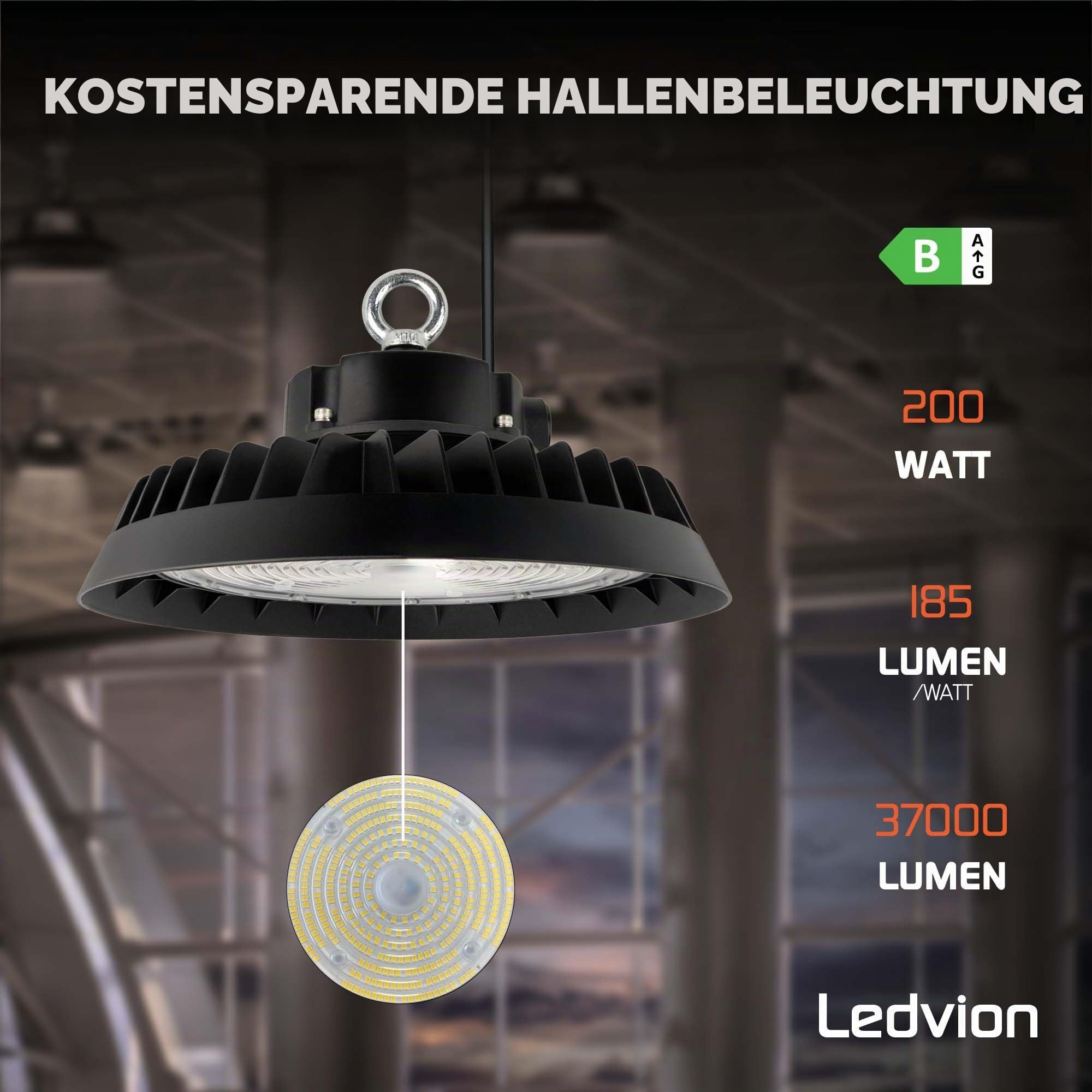 Ledvion LED Hallenstrahler 200-180-160W 185lm/W 4000K Dimmbar IP65