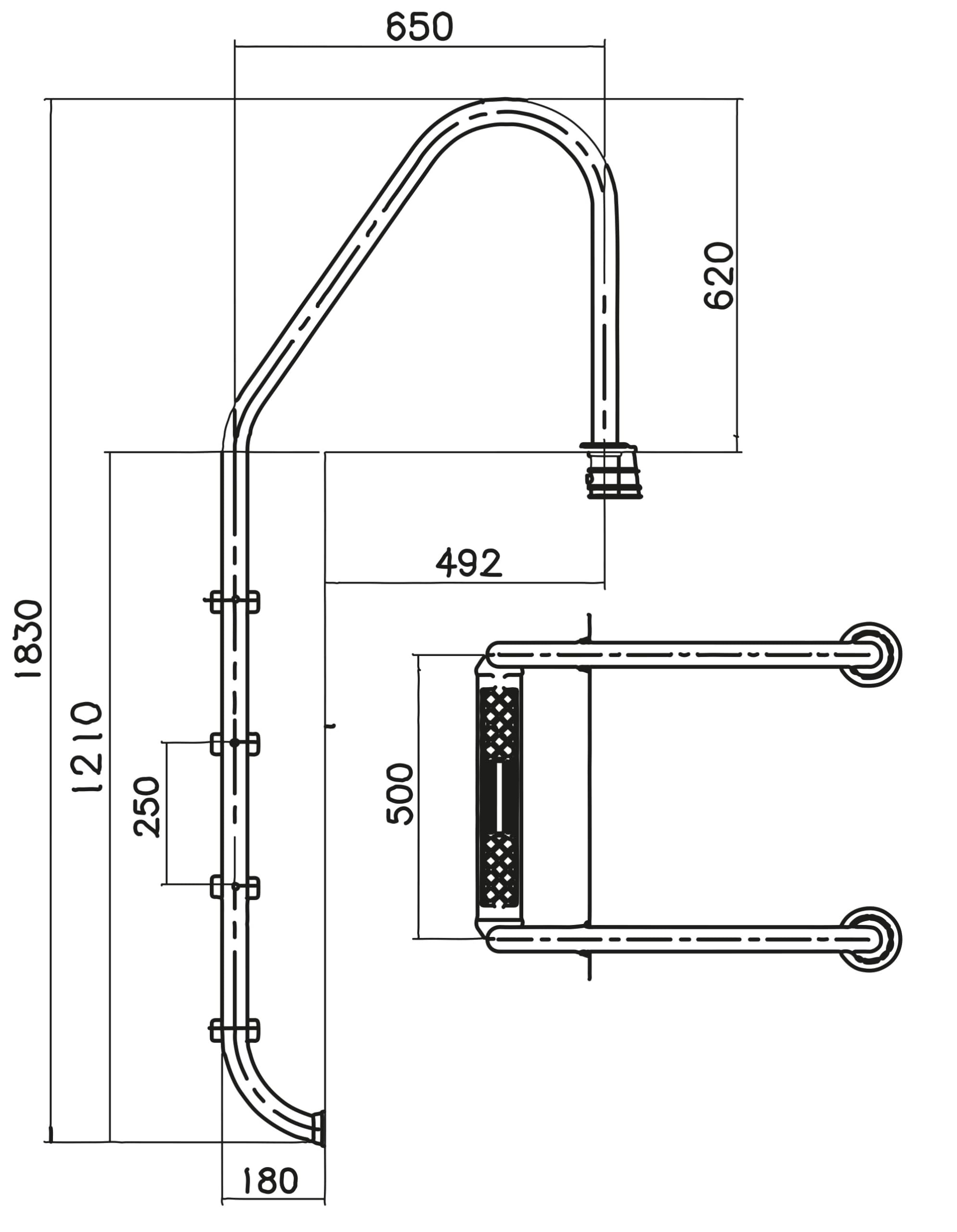 Steinbach Piscine da Capo, Acciaio Inox, 4 Livelli, Argento, 50 x 65 x 183 cm, 018016
