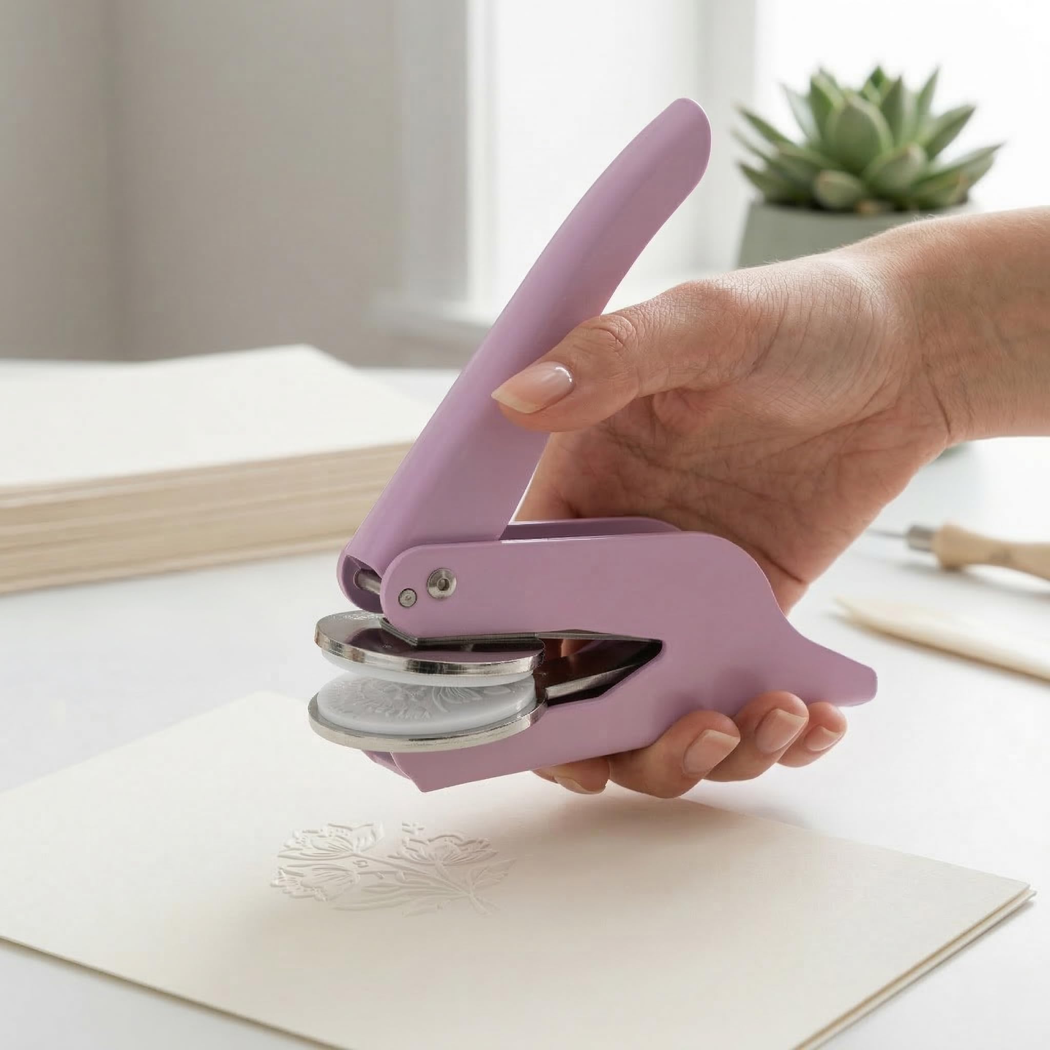 Prägestempel Personalisiert mit eigenem Logo – Prägezange für Papier, Karten und Briefumschläge – Individuelles Embossing-Werkzeug für Unternehmen, Hochzeiten und Geschenke (Mint, Mit eigenem Motiv)