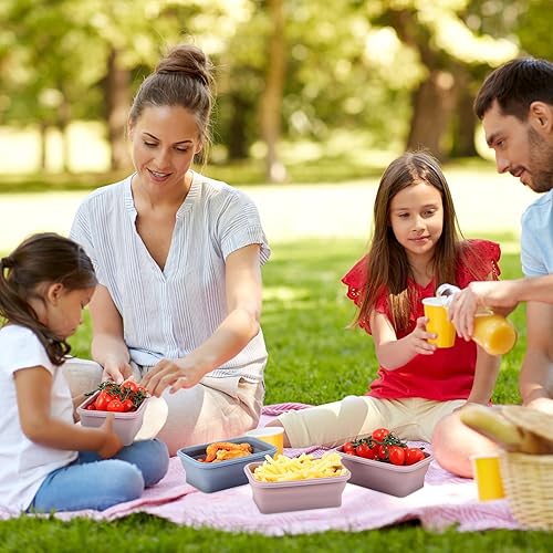 Vista 28 de Mifoci 6 Pcs Silicone Containers for Food Collapsible Food Storage Containers with Airtight Lids Stacking Leftover Foods Storage Lunch Box for