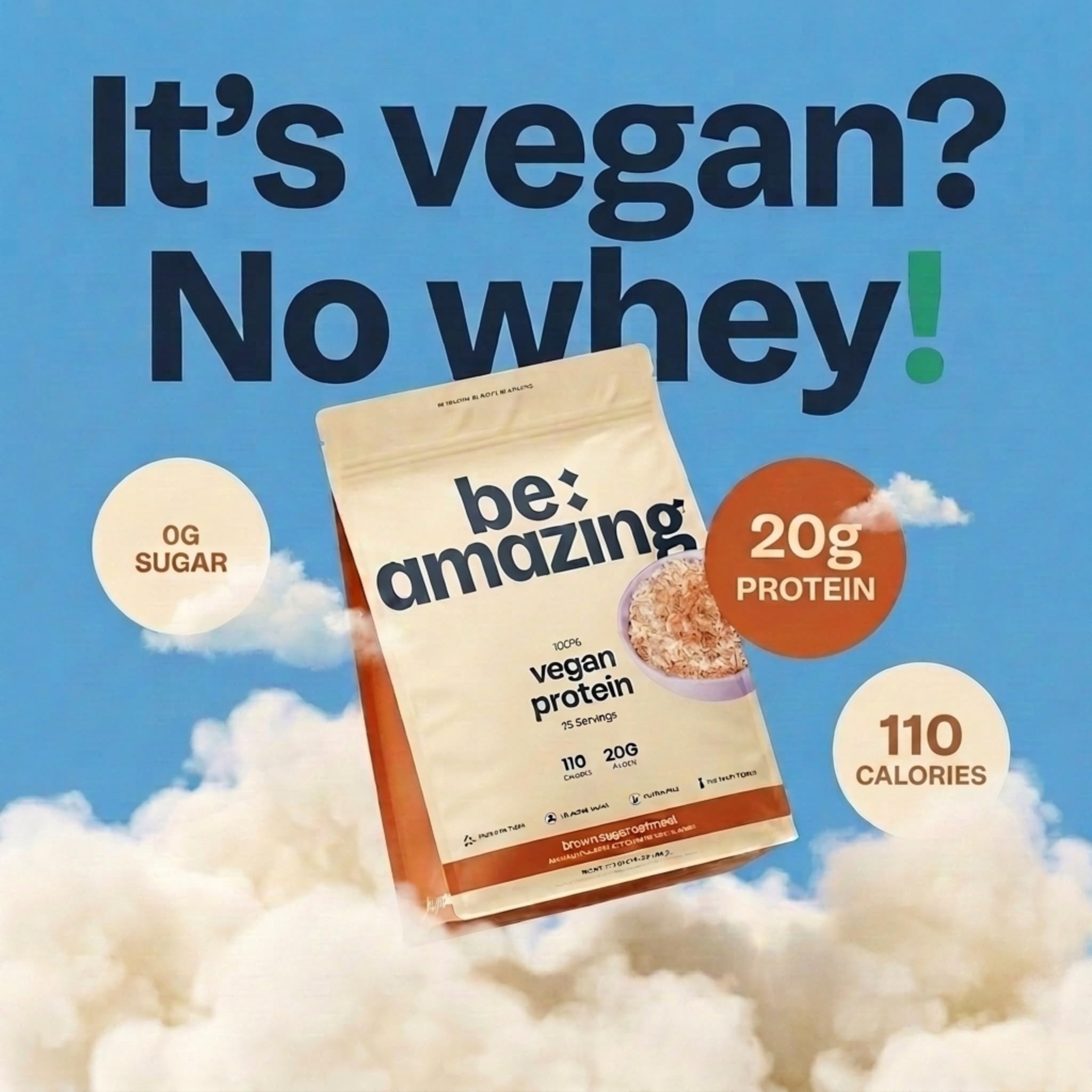 BE AMAZING Vegan 20g Protein Powder, Brown Sugar Oatmeal, 25 Servings — Amazon image 3