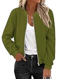 Women's Sherpa Fleece Jacket Long Sleeve Faux Fuzzy Casual Zip Up Bomber Coat With Pocket S-XXL