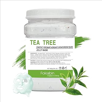 Jelly Mask for Facials, Hydrating & Moisturizing Peel-Off Rubber Gel Face Mask Skin Care for Deep Hydration & Glow, 23 Fl Oz Jar Professional Spa Use for All Skin Types with Tea Tree Essence