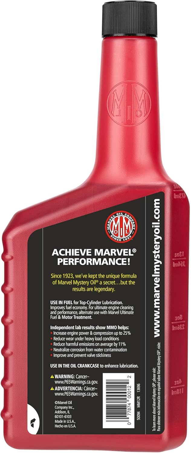 Marvel Mystery Oil Original Motor Treatment, Engine Oil & Fuel Treatment Additive, Cleans and Lubricates Fuel System, Prevents Leaks, Improves Engine Performance and Fuel Economy, 16 oz. (Pack of 2)