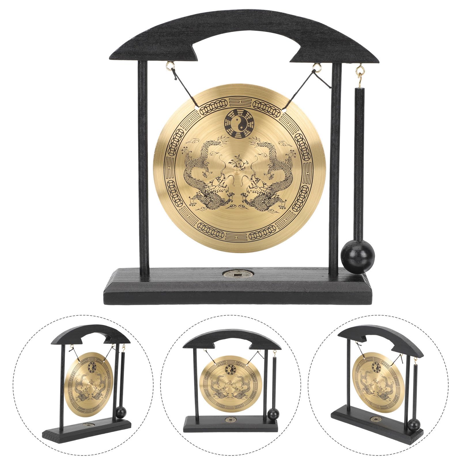 BESPORTBLE 3 Stück Vintage Doppeldrache Kupfergong Ornament für Zuhause