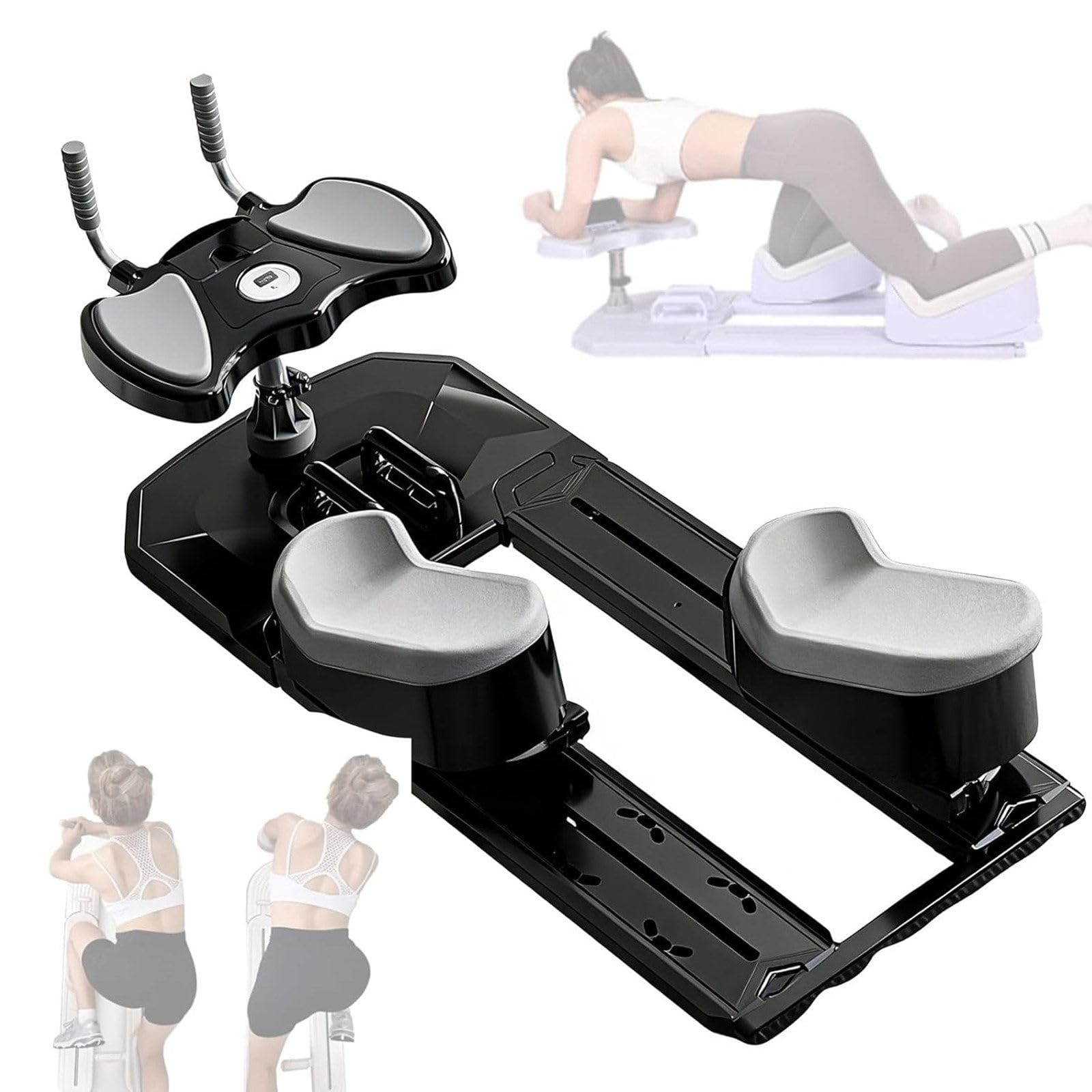 DDZJTPP Spine Twist and Stretch Trainer, Crawling Training Machine with Adjustable Height, Padded Knee and Elbow Support, Back Stretcher Machine for Home Core, Waist, Leg Exercise Routines Black