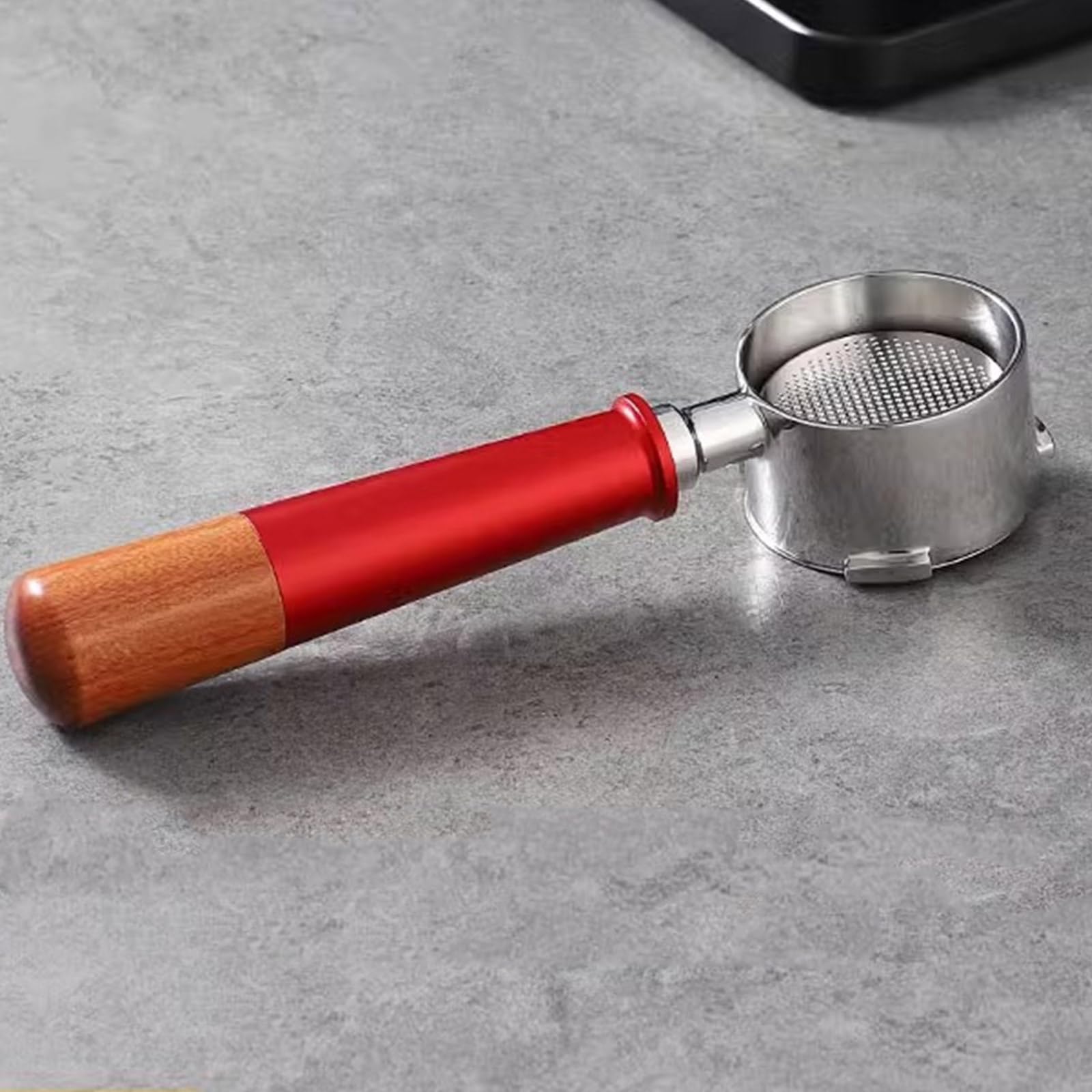 Bodenloser Maschinenfilter mit Holzgriff, Edelstahl Espressomaschine Siebträger für den privaten oder gewerblichen Gebrauch, Küchen Kaffeezubehör
