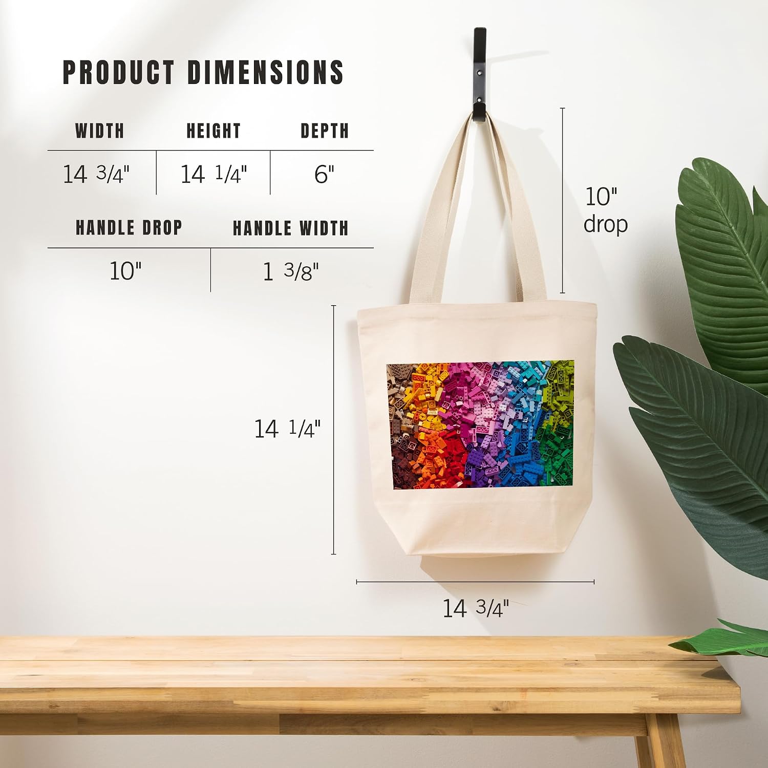 Lantern Press Colorful Rainbow Toy Bricks in Bright Colors, Photography (100% Cotton Canvas Reusable Tote Bag) image 5