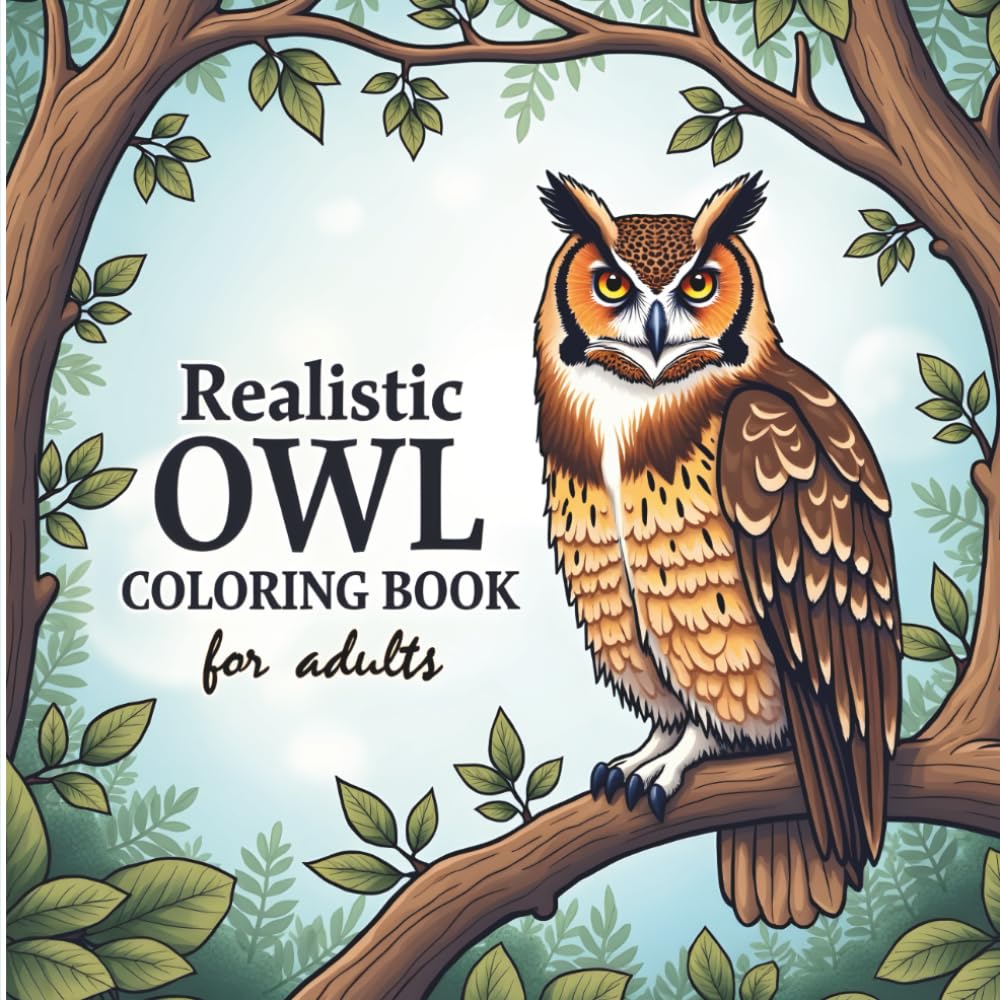 Realistic Owl Coloring Book for Adults: Intricate and Lifelike Owl Illustrations for Relaxation and Stress Relief