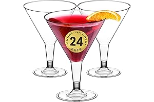 Martini Disposable Glasses: Pack of 24 V-Shaped Plastic Cups