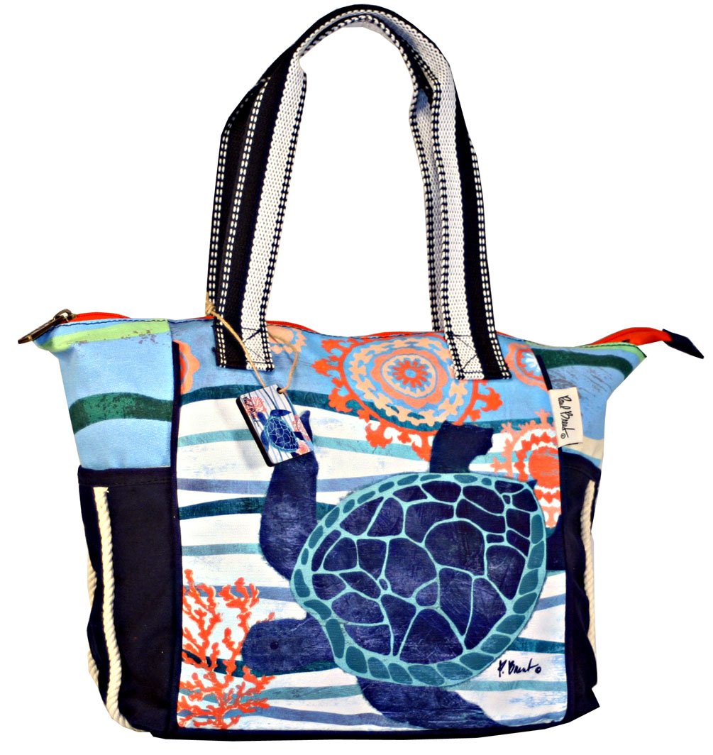 Dominion Seaside Treasures Blue Turtle Shoulder Tote Bag