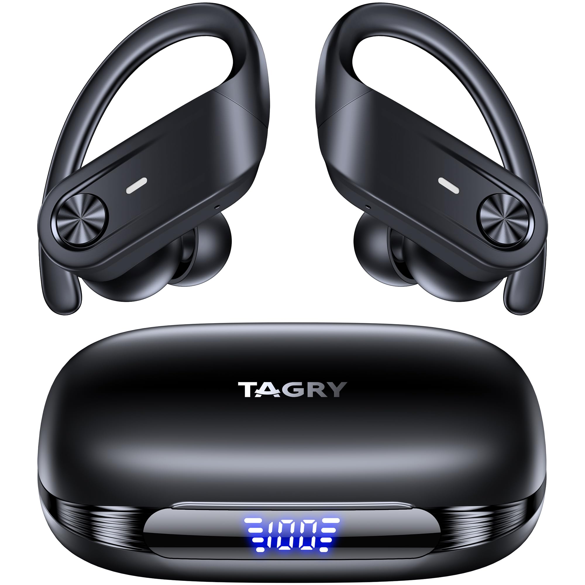 Hybrid Active Noise Cancelling Wireless Earbuds 80 Hrs Playtime Hi-Res Stereo Sound Bluetooth Headphones with Transparency Mode Ear Buds with Earhooks ANC Sports Earphones for Workout Running Travel