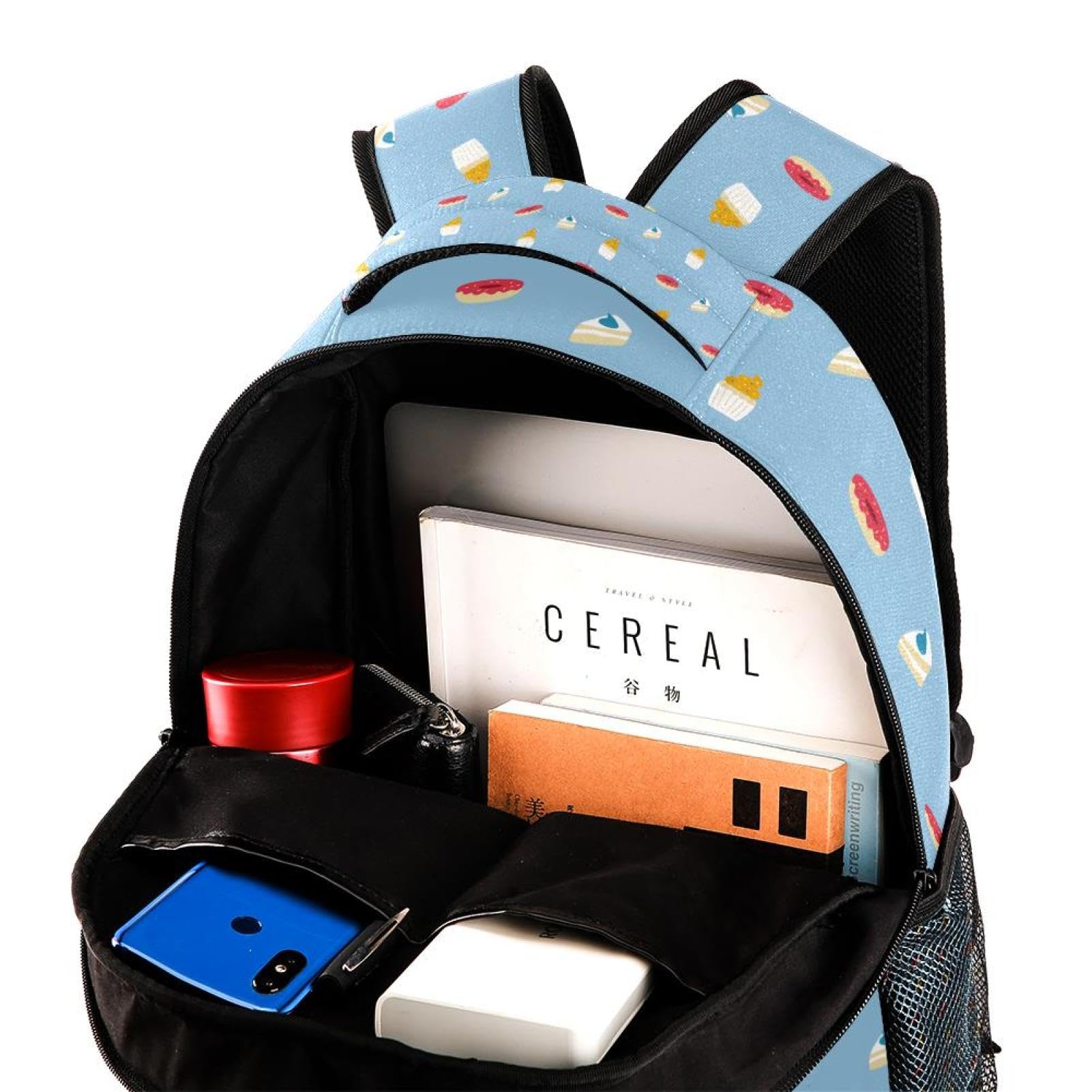 Zaino scolastico di grande capacità per libri, dessert, cupcake, ciambelle, zaino da viaggio, per computer portatile, impermeabile, per adolescenti, ragazze, ragazzi, adatto per notebook da