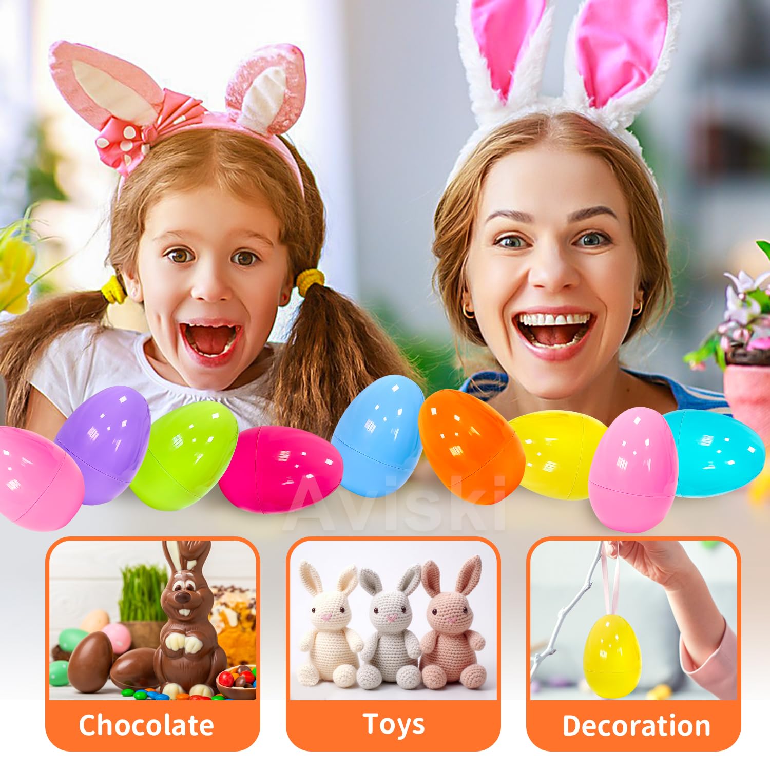 Reusable Easter Eggs 96Pcs 3.15'' Large Iridescent Marble-like Plastic Easter Eggs For Kids Egg Hunt Basket Bag Empty Stuffers Fillers With 2pcs Cute Non Woven Bags, Toys Filling Treats & Easter Theme