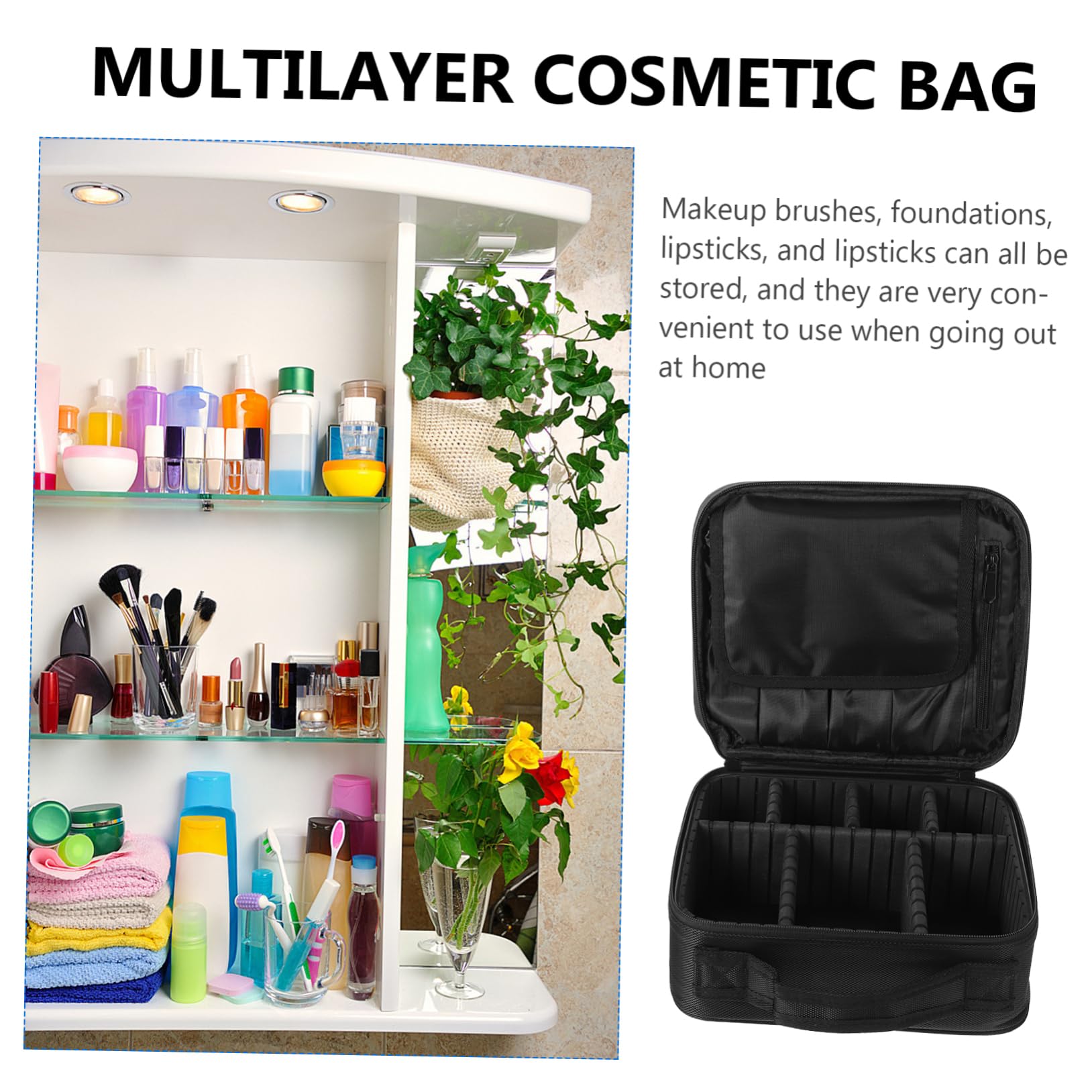 Beaupretty 1pièce Trousse De Toilette Portable Multi- pour Voyage De Rangement Cosmétique Pratique Noir