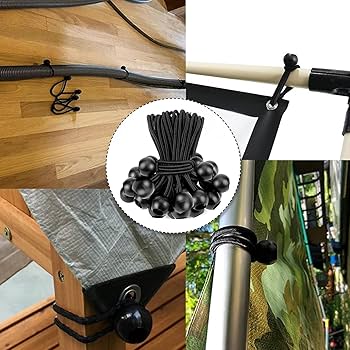 50 Stuks Bungee Ballen Koorden - Elastische Spanbandjes 4 Inch, Voor Camping, Boot & Tuin