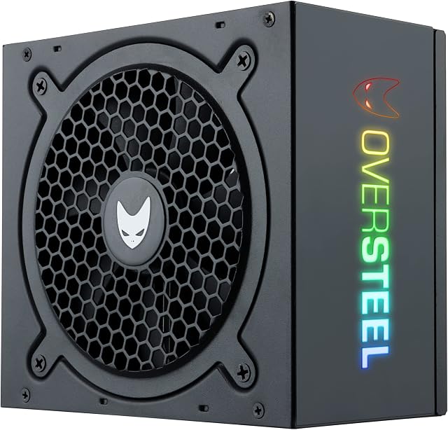 Oversteel Quantum Power Supply A-RGB 80+ Bronze 650 W Full Modular, Optimized Cooling, RGB Illuminated Side Panel, Cable Management, Electrical Protections, Color Black