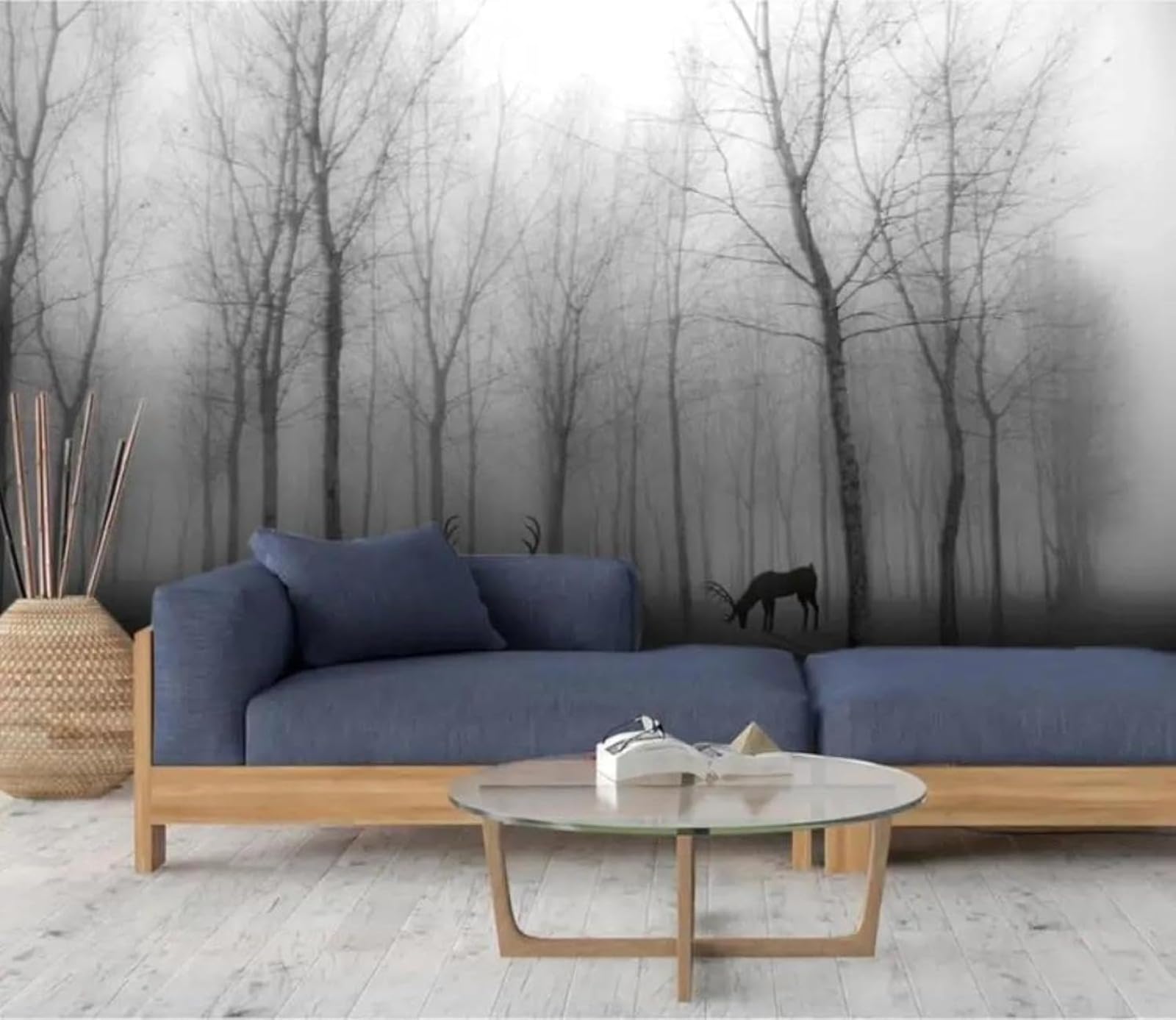 Mural 3D de prestige bois plante grand format 430x300cm pour salon