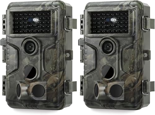 GardePro A3S Trail Camera 2 Pack, 64MP 1296p, Next-Gen Image Technology, Game Camera with Clear 100ft No Glow Night Vision, Fast 0.1s Trigger Speed Motion Activated Waterproof, H.264 MP4 Video