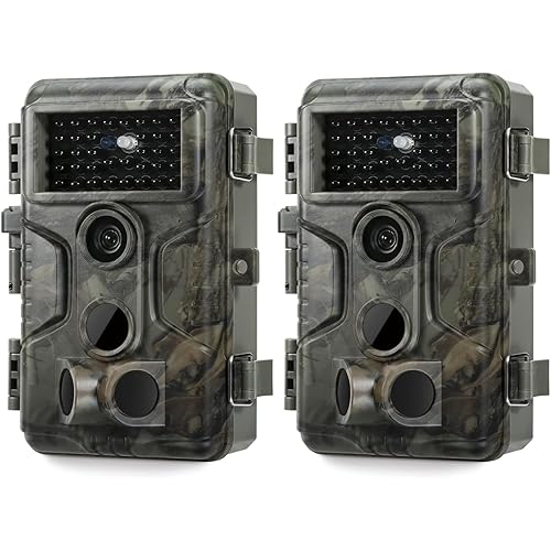 GardePro A3S Trail Camera 2 Pack, 64MP 1296p, Next-Gen Image Technology, Game Camera with Clear 100ft No Glow Night Vision, Fast 0.1s Trigger Speed Motion Activated Waterproof, H.264 MP4 Video