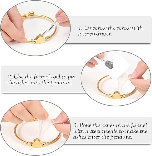 Miniatura 5 de constantlife Pulsera de cremación para cenizas, joyería conmemorativa, acero inoxidable, forma de corazón, urna con colgante de urna para seres