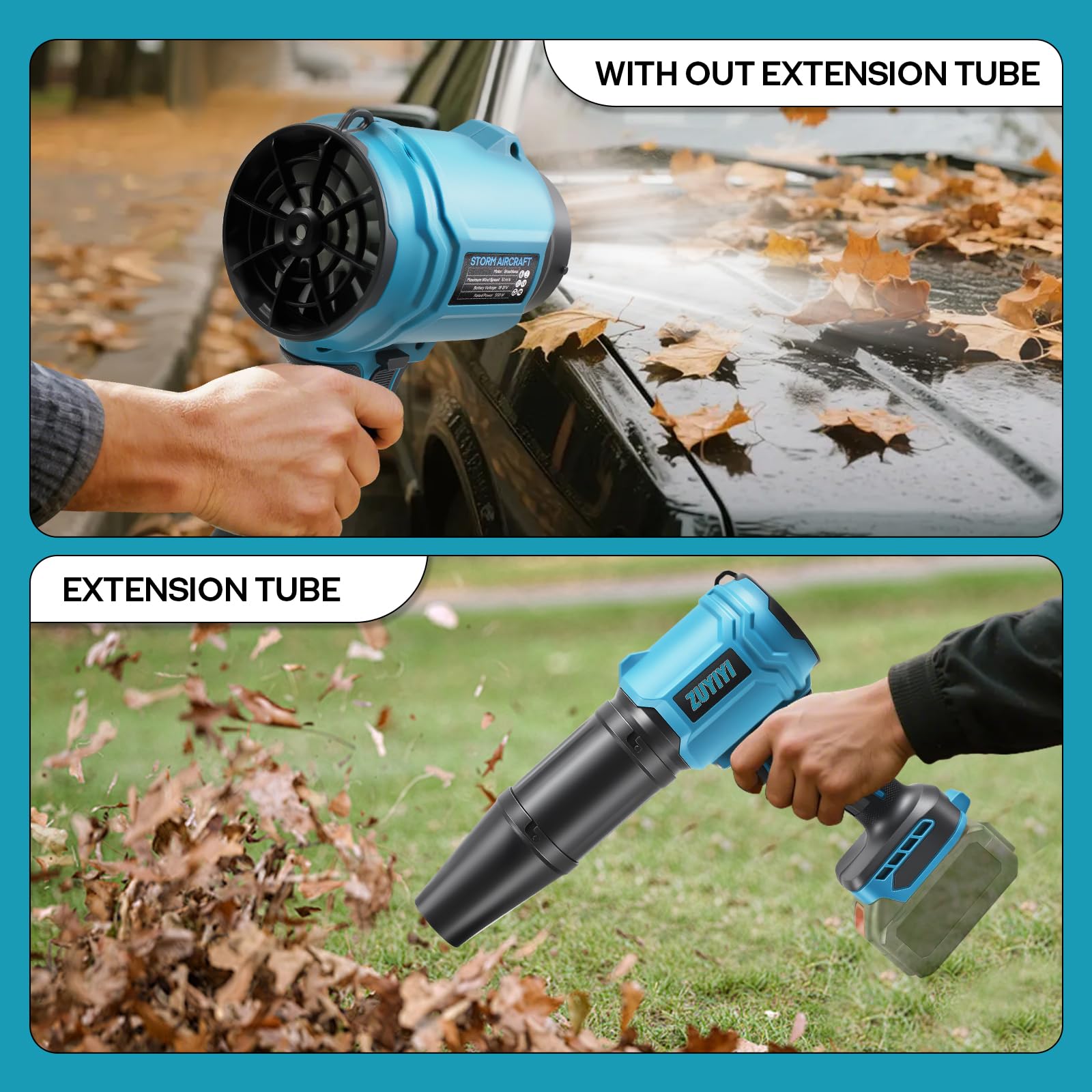 Mini soffiatore a secco senza fili per Makita 18 V batteria (non inclusa), soffiatore senza spazzole 40000 giri/min 475 MPH, ventilatore portatile Turbofan con ugello esteso per la cura del