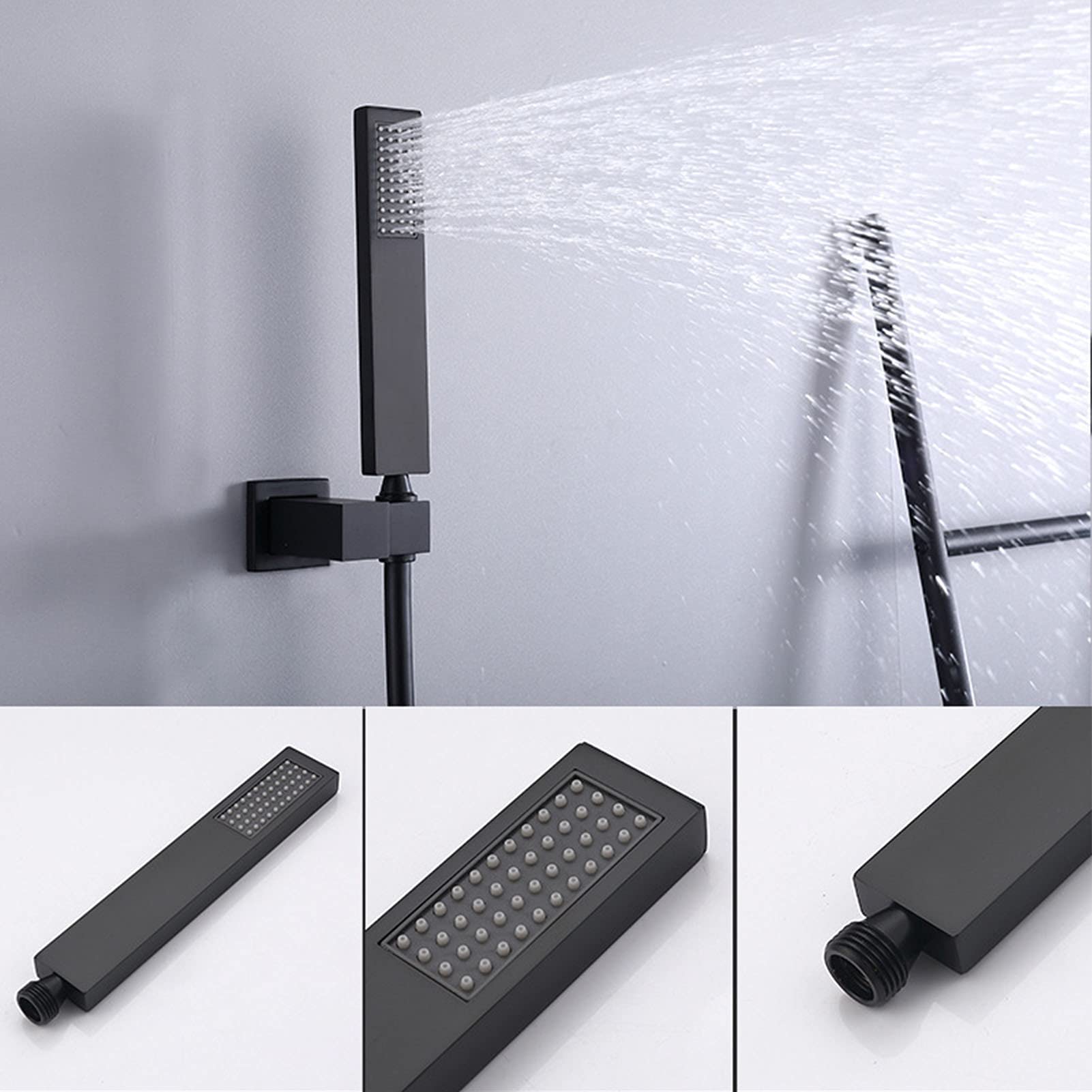 Sistema de Ducha Negro con caño para bañera, Juego de grifería Digital de Temperatura para Ducha con Ducha de Mano y Cabezal de Ducha de 10 Pulgadas, montado en la p,