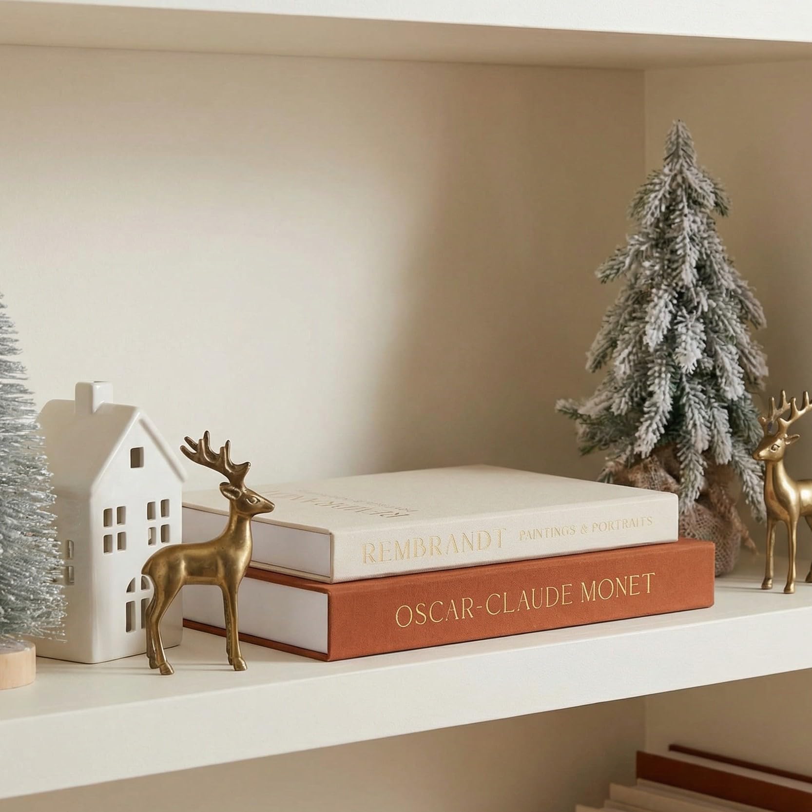 Beautiful Decorative Books - Set of 2 Linen Boxes Enhance Your Coffee Table, Bookshelf or Mantel Decor - Aesthetic Fake/Faux Books for Modern Home Decoration, Photo Storage and as a Keepsake Box