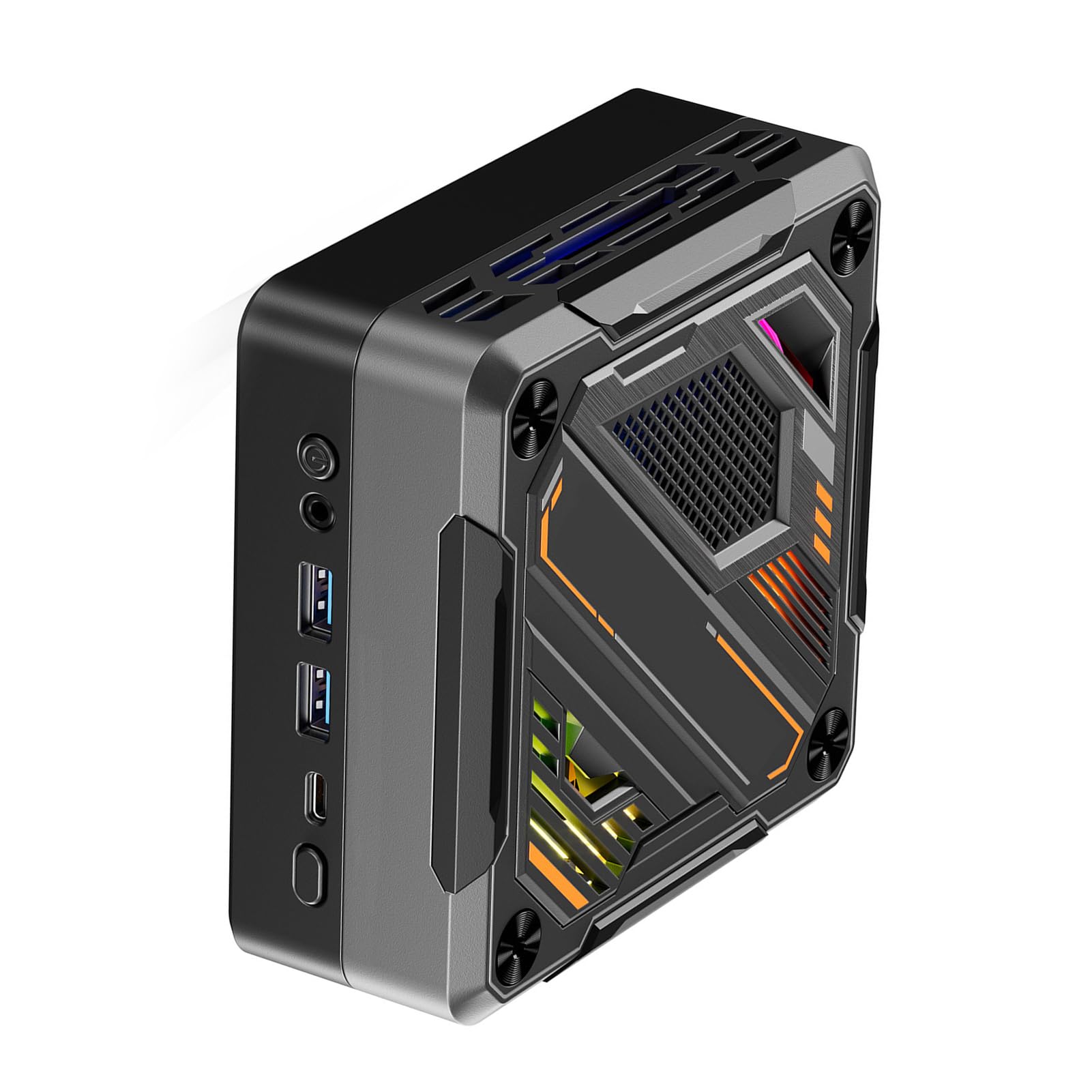Domary Ryzen 7 5700U Mini PC 8 Core 16 Thread Mini Computer da Gioco con Illuminazione RGB WIFI6 BT5.2 4K Triplo Display per Conferenze in Ufficio a Casa (Spina UE da 16 GB e 512 GB)