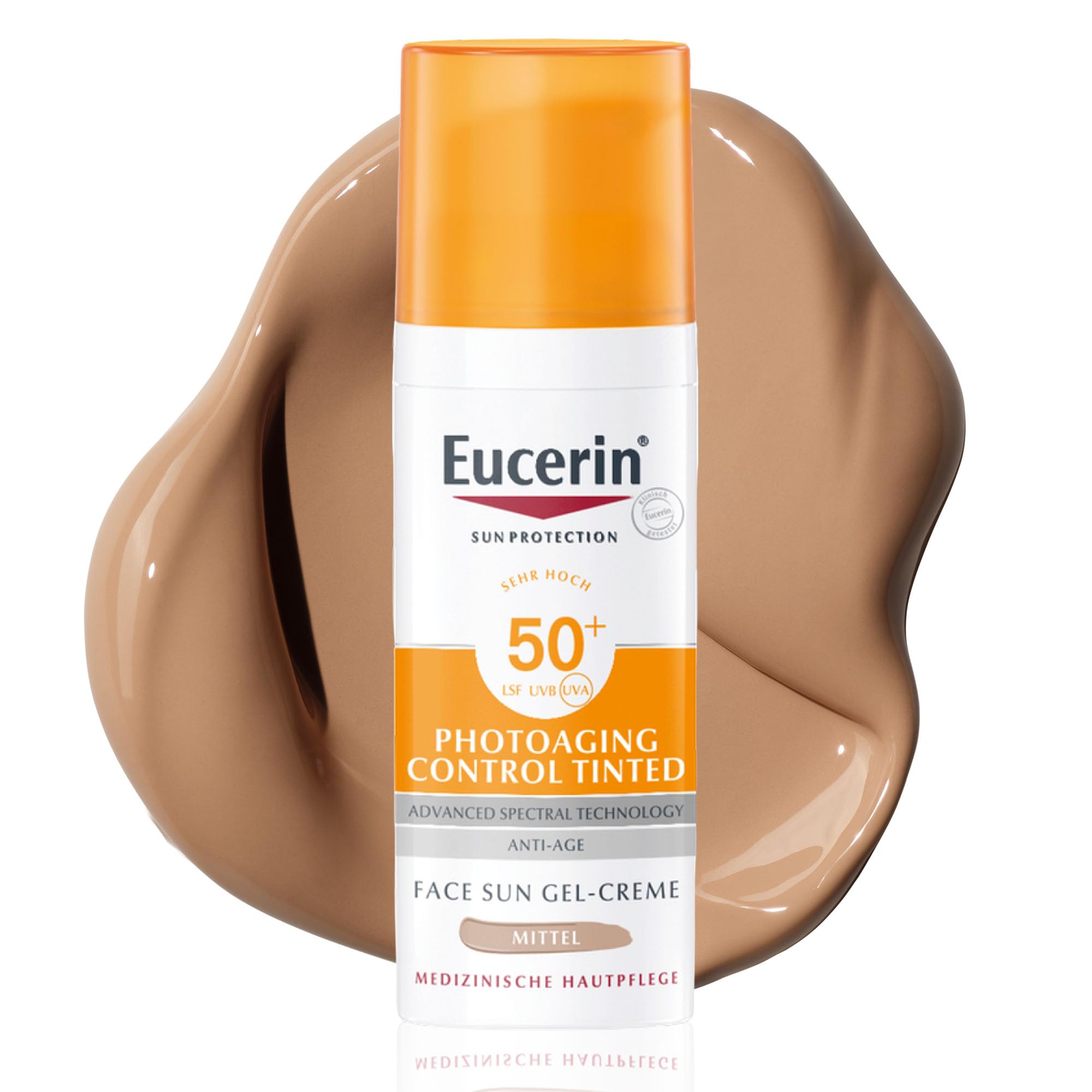 Eucerin Photoaging Control Tinted Face Sun Fluid LSF 50+ Mittel 50 ml | Getönter Sonnenschutz für das Gesicht mit UVA/UVB-Filtern, mildert effektiv Falten, feuchtigkeitsspendend, mit Hyaluronsäure