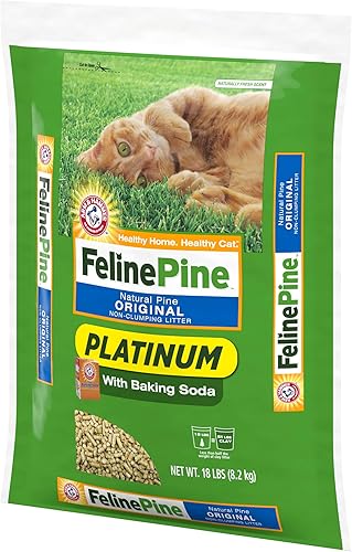 Vista 14 de Feline Pine Platinum - Arena para gatos no aglutinante, arena para gatos de pino felino, 18 libras
