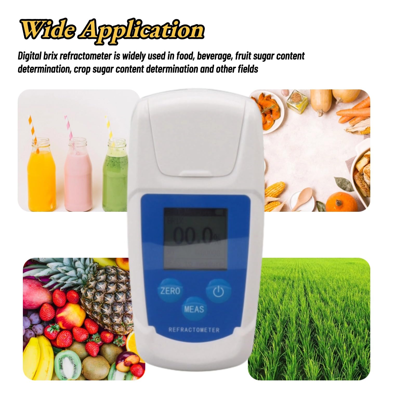 Refractómetro Digital Brix, Velocidad de Medición Rápida Alta Precisión 0-55% Pantalla Retroiluminada HD Medidor Brix para Frutas para Bebidas para Medir el Contenido de Azúcar