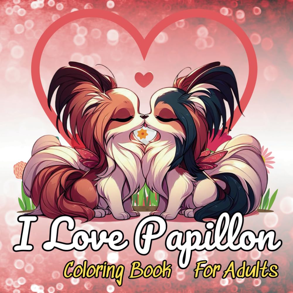 I Love Papillon Coloring Book For Adults with 50 Proprietary Drawings: Beautiful Designs for Relaxation and Stress Relief in Cute Styles to Son ...