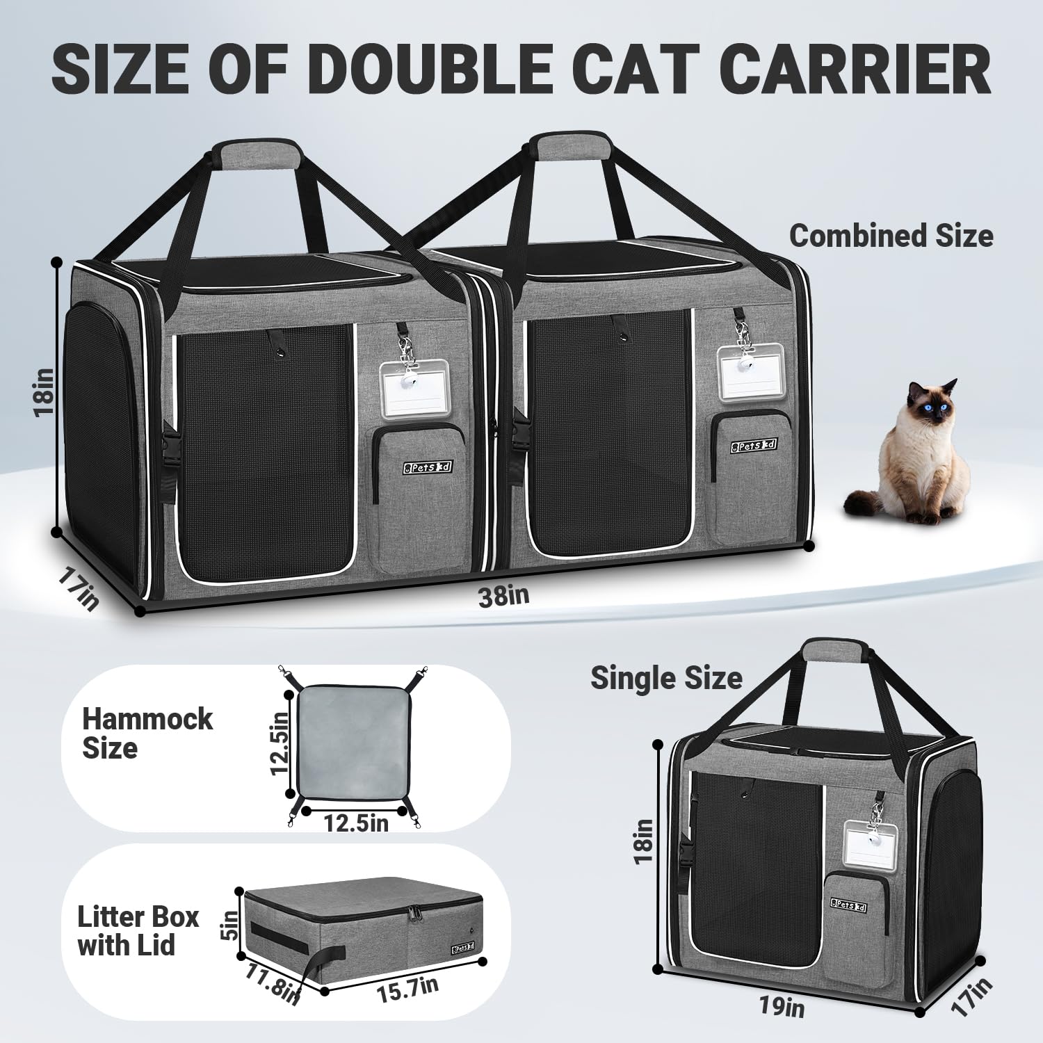 Amazon.com : Petskd 2 in 1 Double Cat Car Travel Carrier with