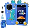 Elecoutek Kids Phone for Boy, Dinosaur Phone Toys for 3-10 Year Old Boys, Kids Mobile Phone Toy with Dual Cameras, 2.8 Inch Touchscreen, Music Player, Games, 32 GB Card and Bag Blue