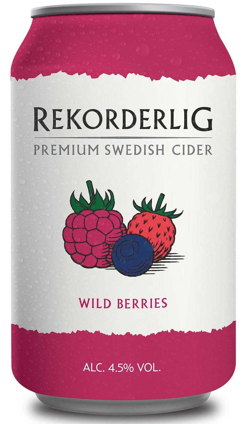 Rekorderlig - Cider - 24x0,33l Dosen in den brandneuen Sommerfarben | Set inkl. lukky24® Schlüsselanhänger für Einkaufswagenchip (Waldbeere 4,5% Vol)