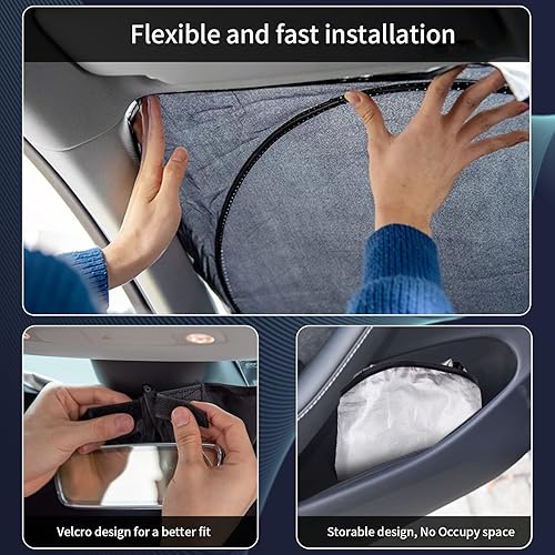 Miniatura 9 de Parasol para parabrisas de ajuste personalizado, cubierta para ventana delantera, visera plegable 210T, protector que bloquea los rayos ultravioleta