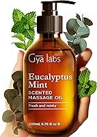 Gya Labs Eucalyptus Mint Massage Oil 6.76oz - Non-Greasy for Sore Muscles, Deep Relaxation, All Skin Types - Men & Women