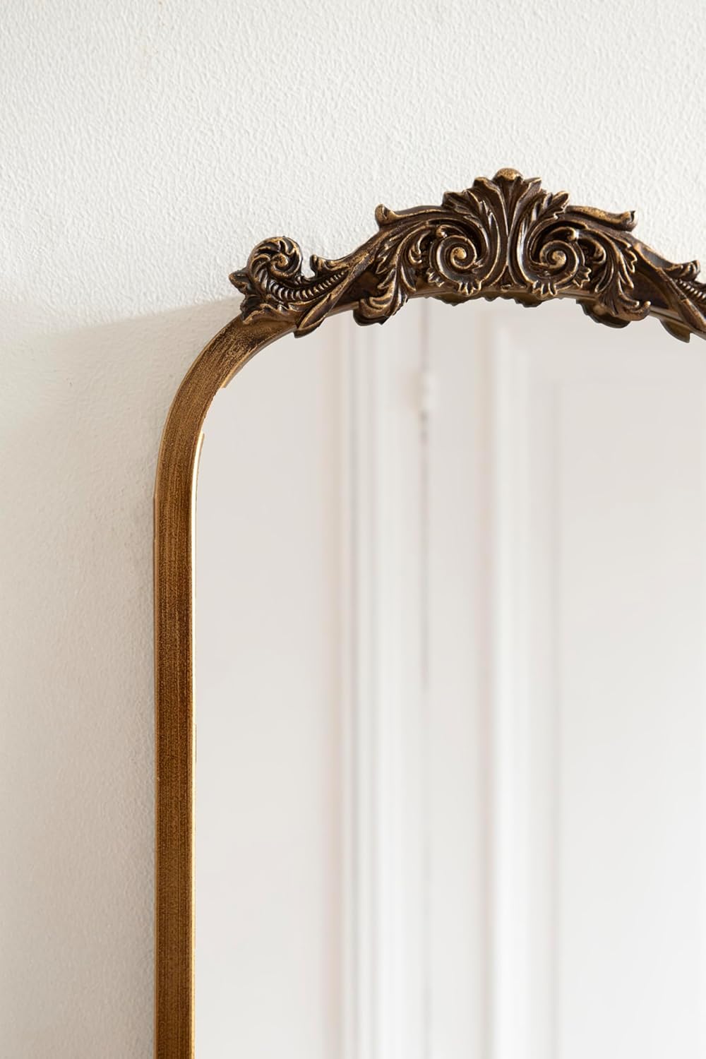 Kate and Laurel Arendahl Traditional Ornate Slim Panel Wall Mirror, 9 x 32, Gold, Vintage Tall Mirror for Use as Versatile Entryway or Bedroom Wall Decor