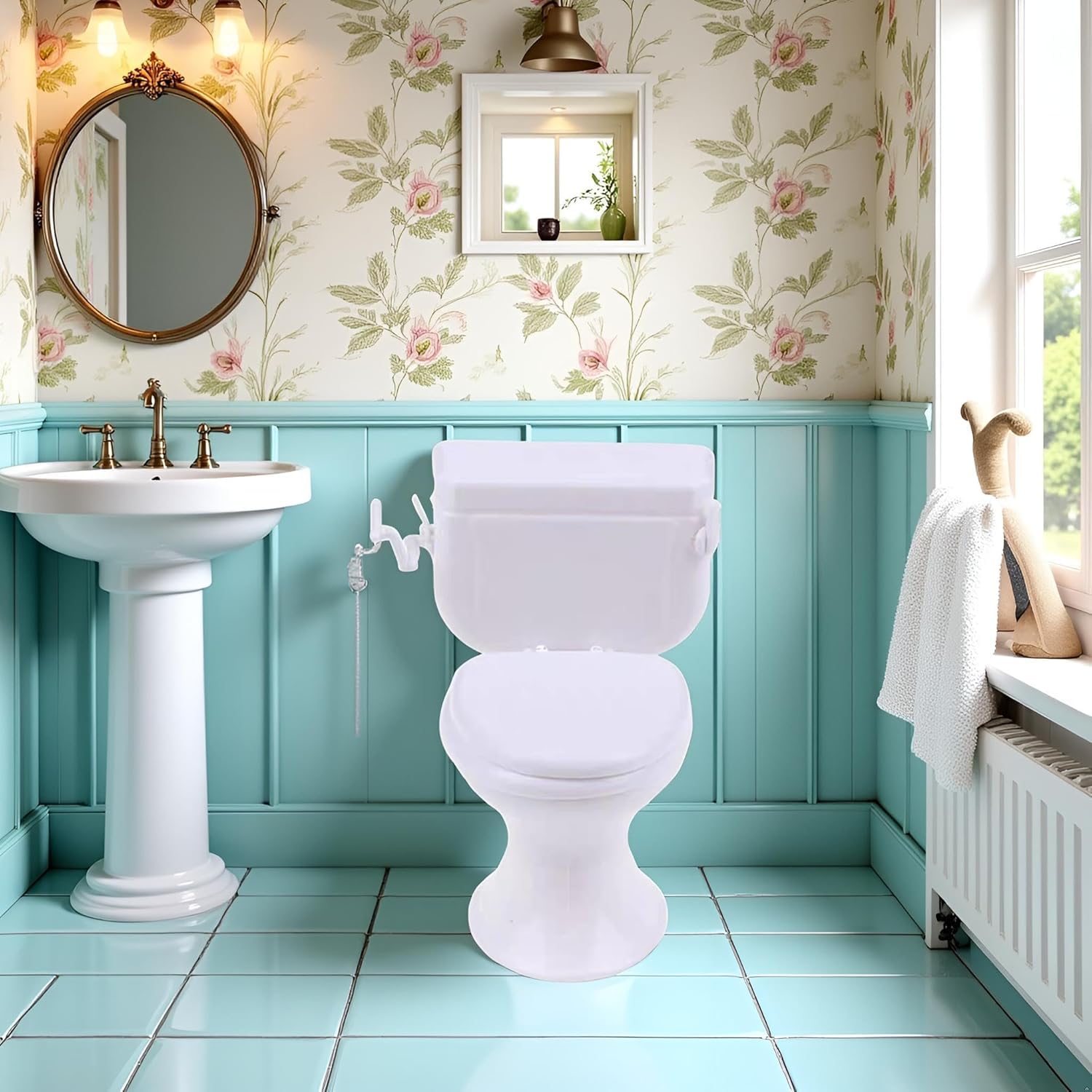 White Dollhouse Furniture Model Bathroom Miniature Toilet for Doll Miniature Bathroom Furniture Dollhouse Accessories - Image 2