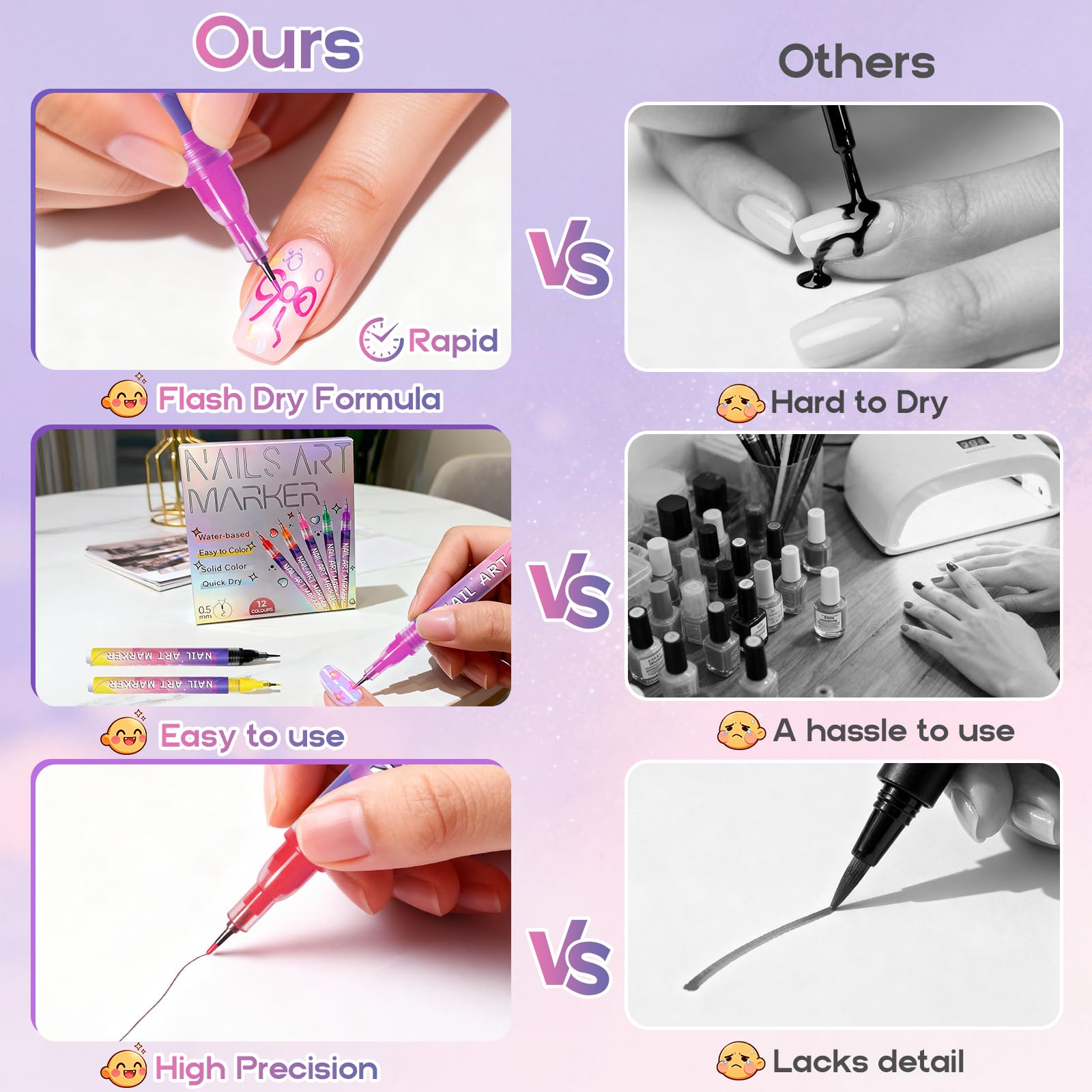 Dabria Nail Art Pens - 12 Colors Doodle Pens -5