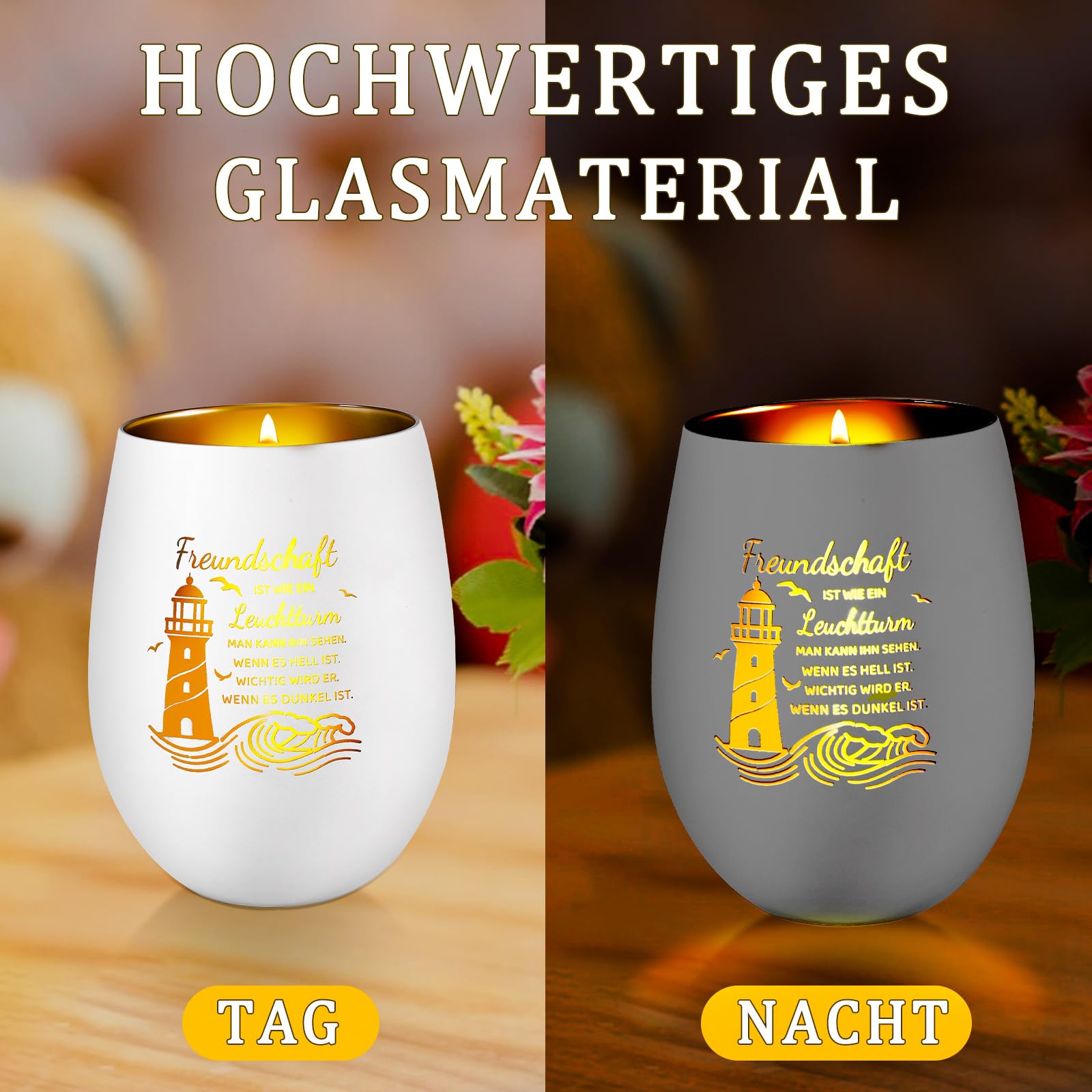 ZASUN Windlicht Mit Gravur - Personalisiertes Geschenk Für Frauen